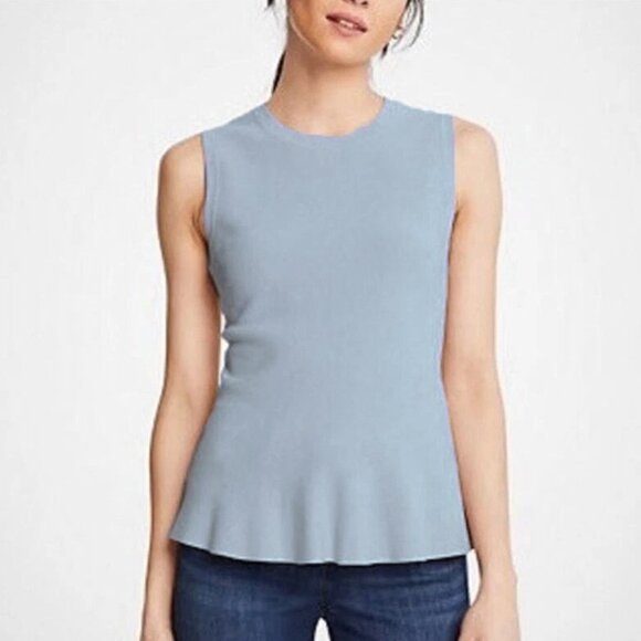 Ann Taylor Factory Sleeveless Peplum Knit Sweater Shell Tank Top XS - Picture 1 of 6